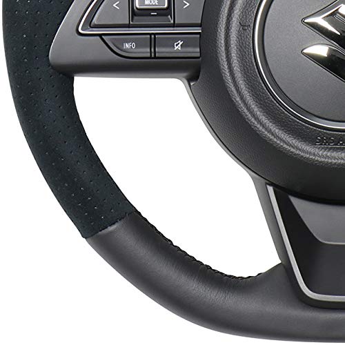 REAL Steering Wheel [for Swift Sport (ZC33S)/Swift (ZC83S, Etc.)] Black Leather & Black Ultrasuede SZA-ALC-BK