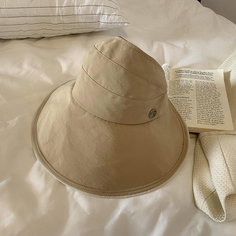 Trendy Large Brim Summer Hat For Women Uv Protection Black Sun Cap Visor