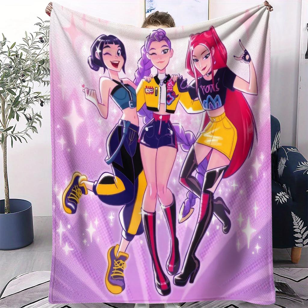 K-Pop D-Demon Hunters Blanket Rumi Mira Zoey Printed Multifunctional Flannel Throw Fan Gifts For Home Leisure Camping Travel