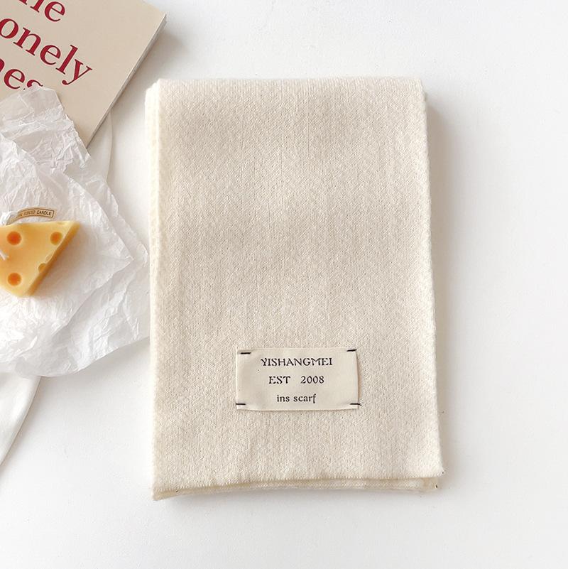 Winter Monochrome Wheat Pattern Small Fresh Knitted Wool Student Warm Scarf Men and Women