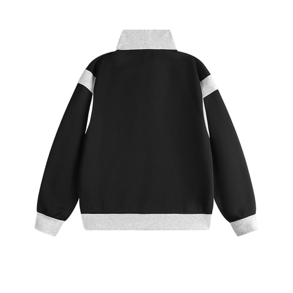 New Fashion Sports Striped Hoodie Color Patchwork Long Sleeve T-shirt Men's And Women's Loose Casual Zipper Stand-up Collar Top