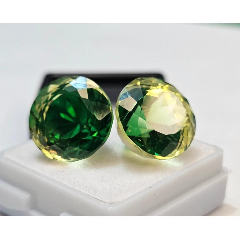 Pitambari Sapphire For Earring Making Natural Round Cut 35+ Ct Pair Gemstone