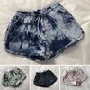 Women Shorts Elastic Drawstring High Waist Sport Shorts Tie-Dye Print Wide Leg Pants Versatile Regular Style Running Shorts