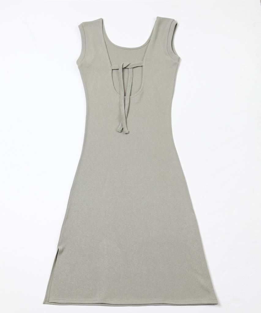 Catharsis Knitting Tank Tab Backless Long Dress Green One Size