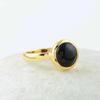 Black Onyx Gemstone Ring, Solid 925 Sterling Silver Ring, Yellow Gold Ring, Handmade Jewelry, Stacking Ring, Gift For Her