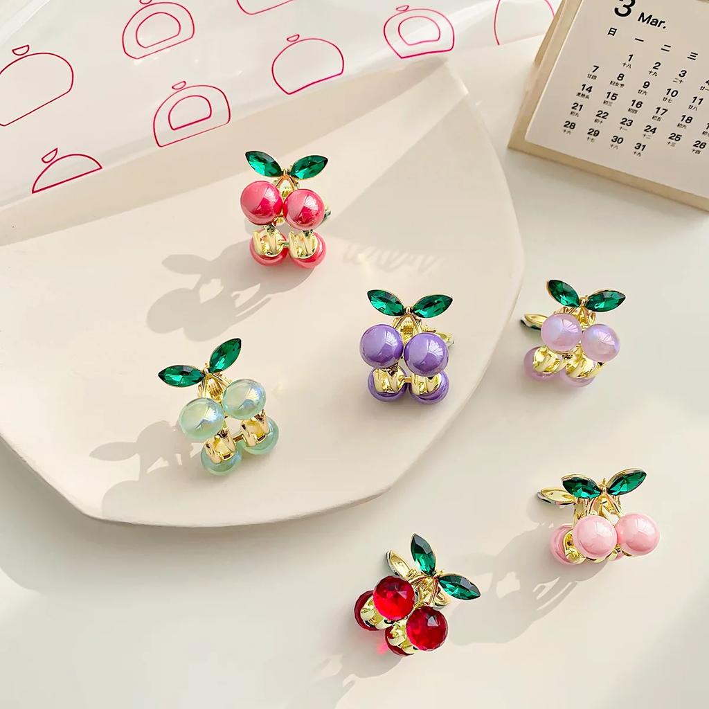 Нежные хрустальные вишневые мини-заколки для волос со стразами, женские заколки-крабы для волос, головные уборы, аксессуары для волос