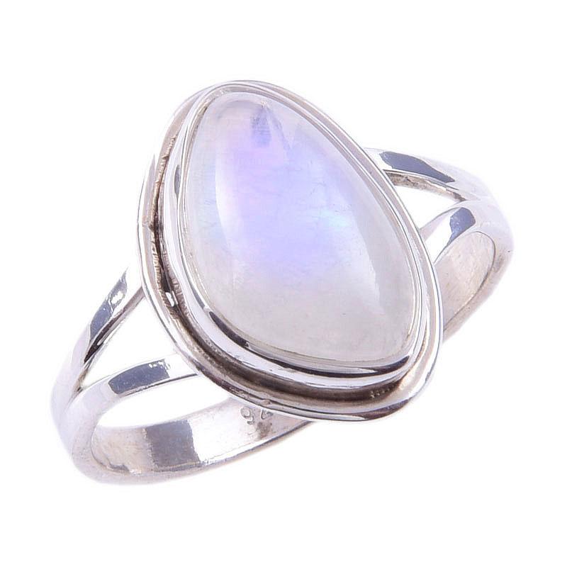 Natural Rainbow Moonstone Gemstone Handmade 925 Solid Silver Ring Size 8 B9B34