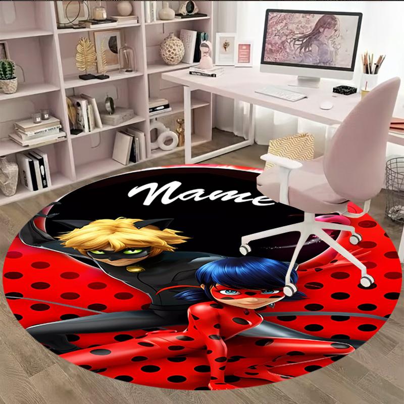 Customizable L-Ladybug1 Round Non-Slip Carpet - Ideal for Garden, Picnic, Office, Perfect for Decoration, Suitable For All Seasons