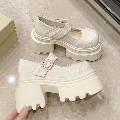 Модные 10,5 см лаковые ботинки осенние ботинки на платформе и танкетке повседневные весенние туфли-лодочки Мэри Джейн женские туфли на высоком толстом каблуке брендовая обувь