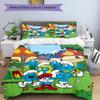 3pcs Duvet Cover Set (1*Duvet Cover + 2*Pillowcase, Without Core), Blue Smurfs Print Bedding Set, Bedroom Decor, All‑Season, Birthday Gift