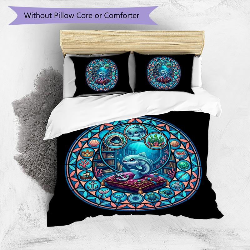 Underwater Adventure Pattern Bedding,Quilt Set Quilt Cover Pillowcase Home Birthday Gift (1*duvet cover+2*pillowcase,without core)