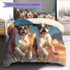 Две собаки Боксер Узор Постельное белье Домашний декор Подарок на день рождения (1 пододеяльник + 2 наволочки, без наполнителя)