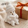 Halloween Ghost Statue Cute Figurine, 3D Printed Reading with Knit Beanie Desktop Ornament Hat, Whimsical Christmas Ornament, Winter Home Shelf Decor