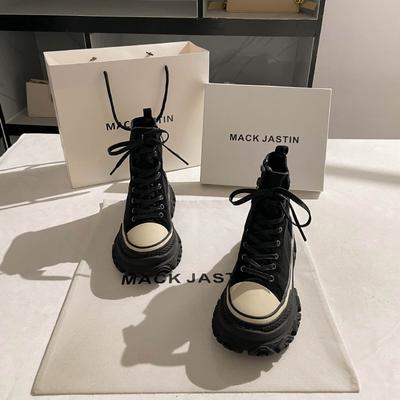 Джинсовая парусиновая обувь с высоким берцем, новые осенние женские ботинки martin, нишевые короткие сапоги на толстой подошве