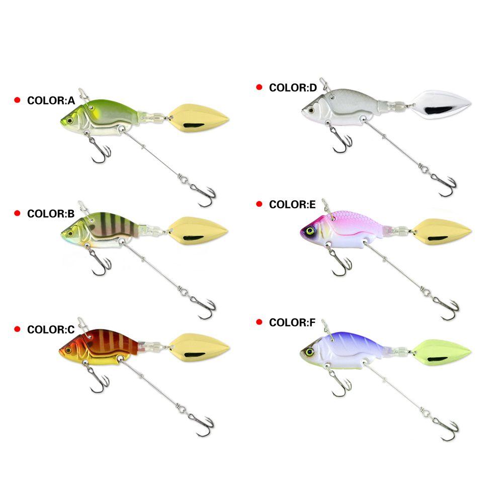 44mm/13.6g Spoon Metal Sequin Vibration Treble Hook VIB Lure Wobblers Crankbaits Metal Fishing Bait