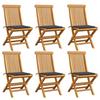 Garden Chair - vidaXL - 6 Pcs - Teak Wood - Anthracite Cushions - Foldable and Lightweight