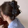 Черная двусторонняя заколка для волос в виде банта в стиле Хепберн для женщин