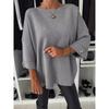 Women's Boho Long-Sleeved Sweaters White Round Neck Loose Basic Tops Knitwear New Casual Autumn Female Knitting Pullovers
