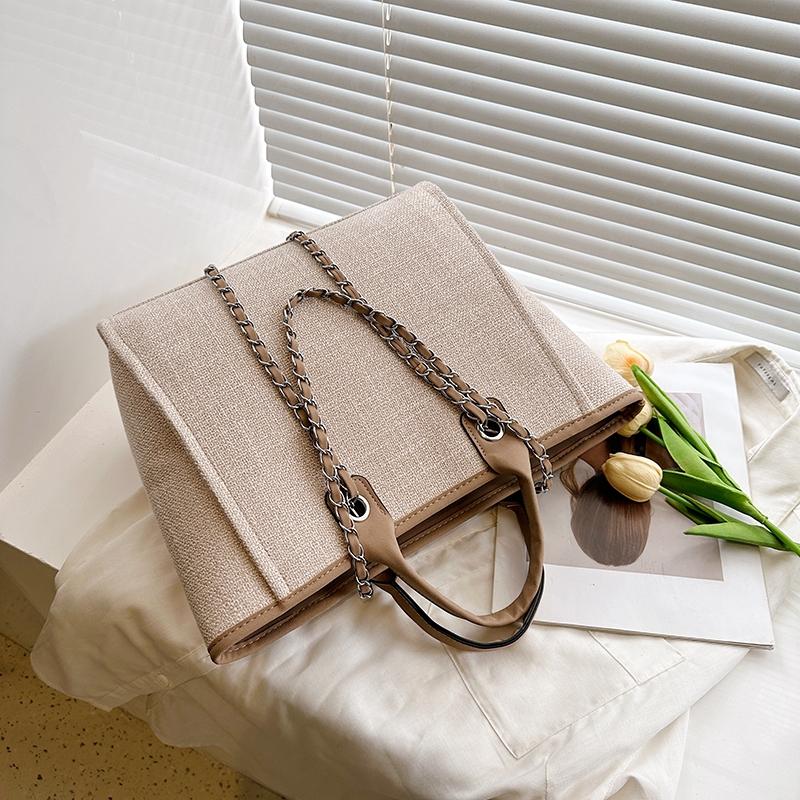 Fashion Simple Handbags Canvas Chain Bag Casual Large Capacity Chain Zipper Women's Shoulder Bag Tote Bag For Commute Shopping