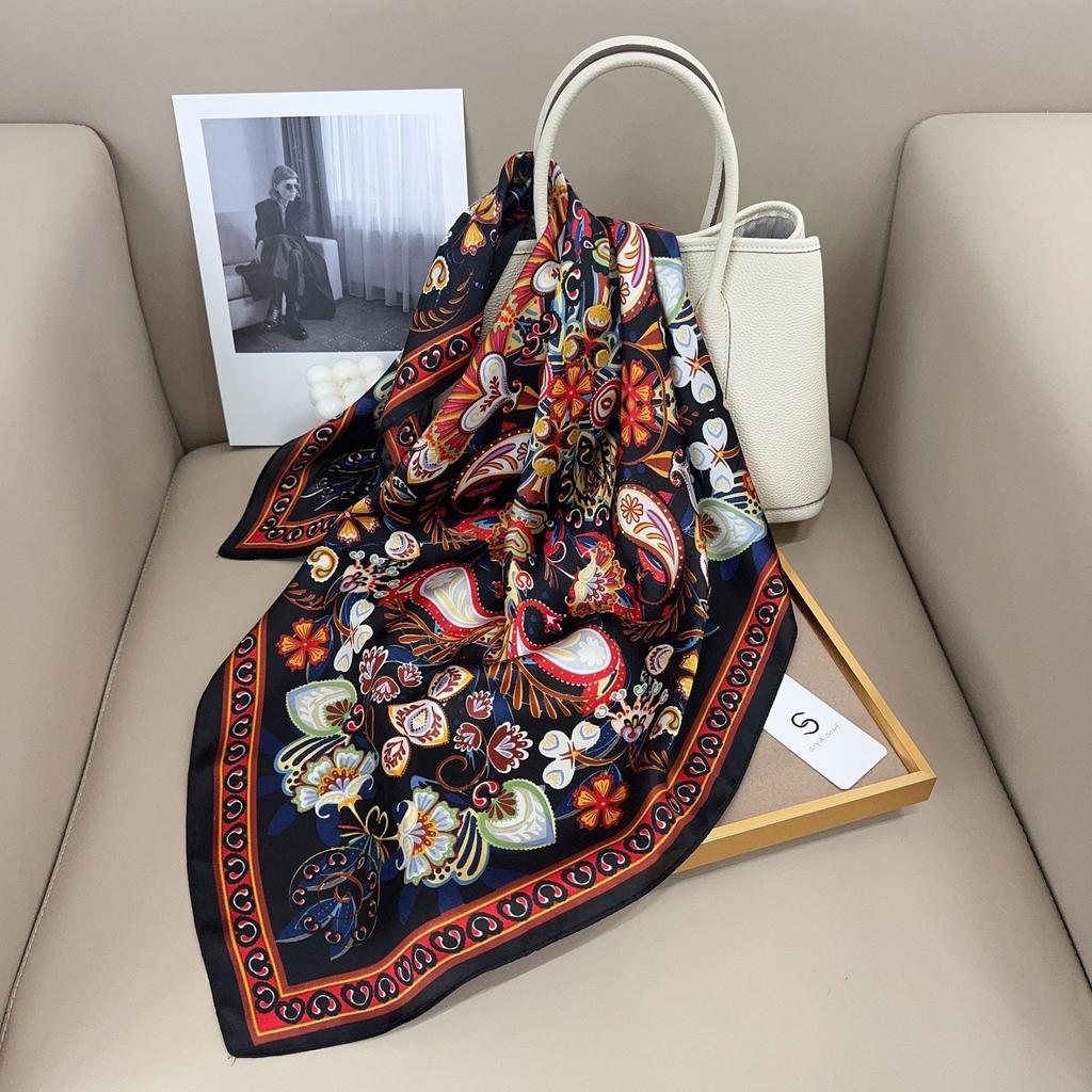Summer New Printed Small Square Scarf Women's Shirt Fashionable Versatile Scarf Decorative Imitation Silk Scarf