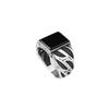 Men's Ring, Simple Square Diamond, Black Men's Ring, Striped Ring