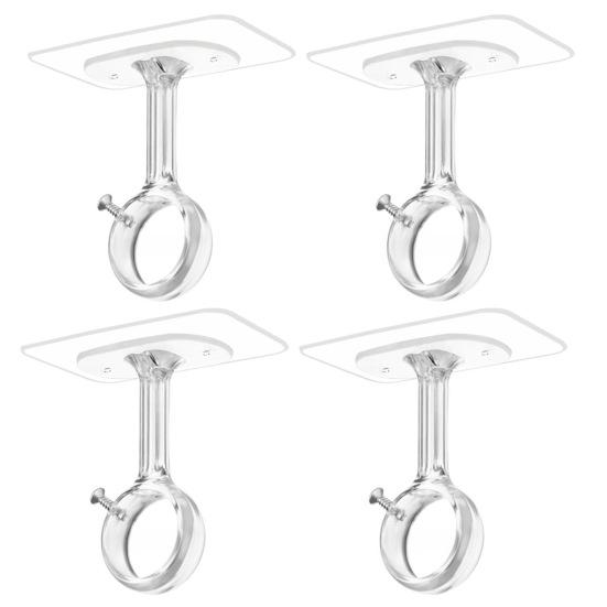 Кронштейны для держателя штанги для штор, прочные, с высокой несущей способностью, регулируемые, простая установка, потолочное крепление, самоклеящиеся крючки для штанги для штор