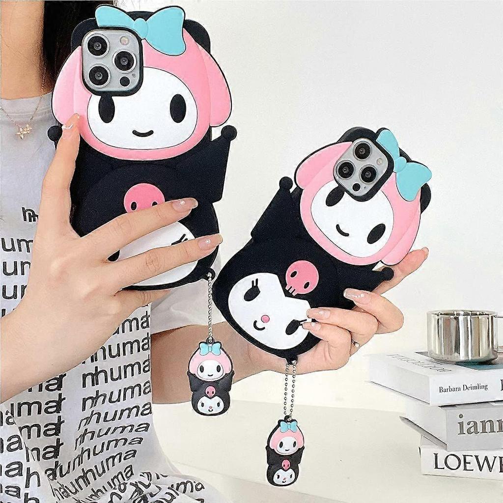 for iPhone 13 Pro Max Case 3D Cartoon Kuromi and My Melody Kawaii Cute Fun Funny Silicone Design Fashion Cool Unique Phone Cases (for iPhone 13 Pro Ma