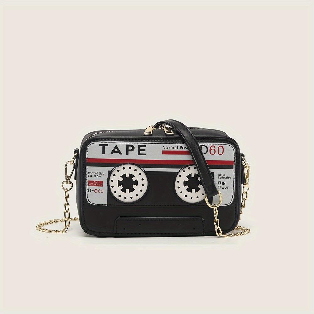 Женская винтажная ретро сумка-кроссбоди в виде кассетного магнитофона, золотистая фурнитура, аксессуар на каждый день, необычный аксессуар, для любителей моды