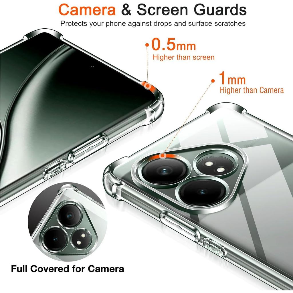 Противоударный чехол из ТПУ с подушкой безопасности для Realme GT 7 Pro 6 6T Neo 3 3T GT 2 Neo 2T Note 50 Защитный чехол Прозрачный чехол Fundas Coque