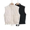 Women's 2024 Sleeveless Stand-Up Collar Cotton Vest - European & American Street Fashion