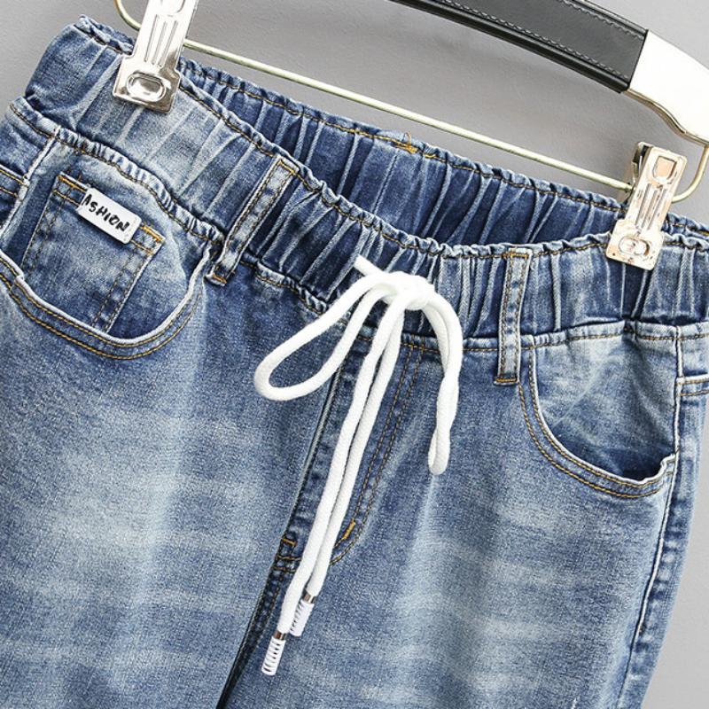 Большие джинсы из денима для женщин, свободные брюки-харен, брюки с высокой талией