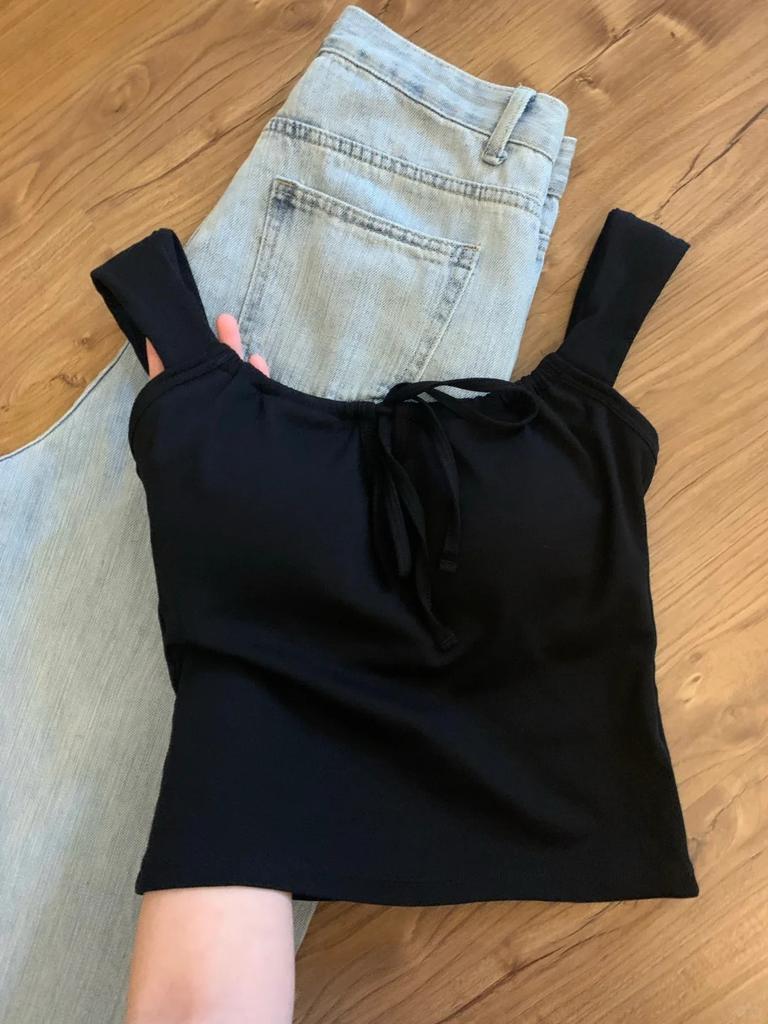 Design Lace-up White Vest Women Summer with Chest Pad Outer Wear Inner Small Sling Short Slim Fit Sweet and Spicy Top