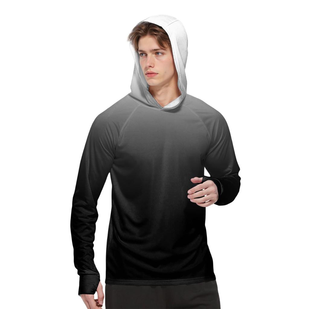 Мужская модная рубашка с длинным рукавом с принтом и капюшоном SPF/UV