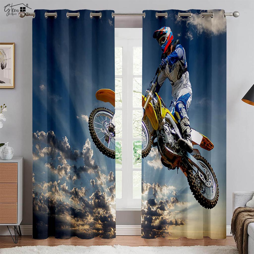 3D-печать Крутые шторы с изображением мотоцикла Ретро Мотоцикл Индустриальный стиль Спальня Гостиная Балкон Автомобильная линия Декоративные шторы