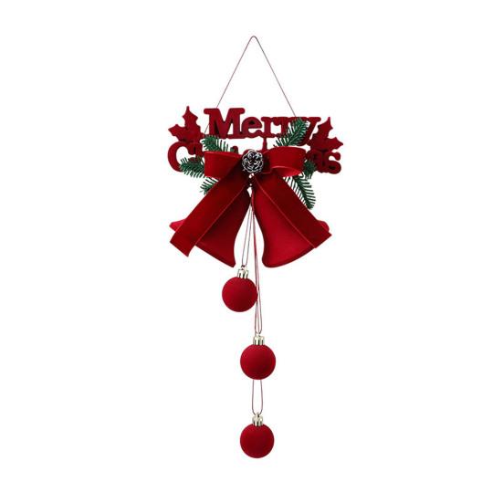 Рождественский красный колокольчик, пластиковый бархатный флокированный шар-колокольчик для украшения елки