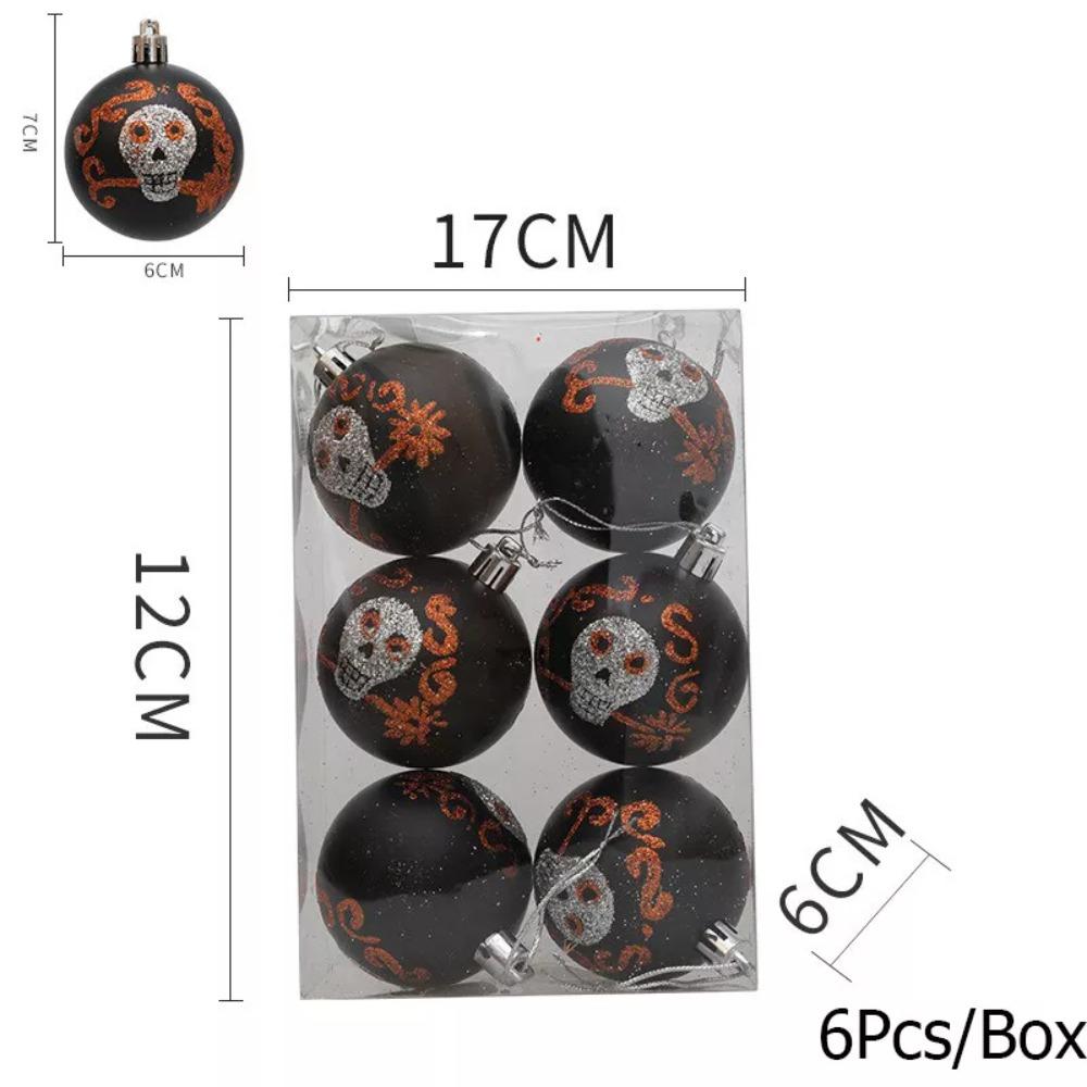 6 шт. 6 см Хэллоуинские елочные шары Пластиковое елочное украшение Новый Хэллоуин Подвесной шар для домашней вечеринки