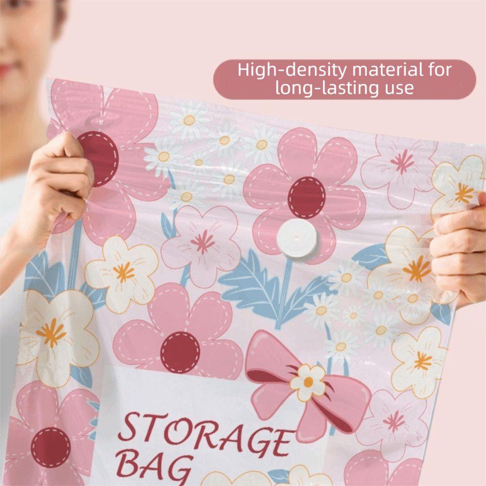 Airtight Seal Quilt Compression Bag Floral Print Organizing Bag Cloth Vacuum Storage Bag Dormitory