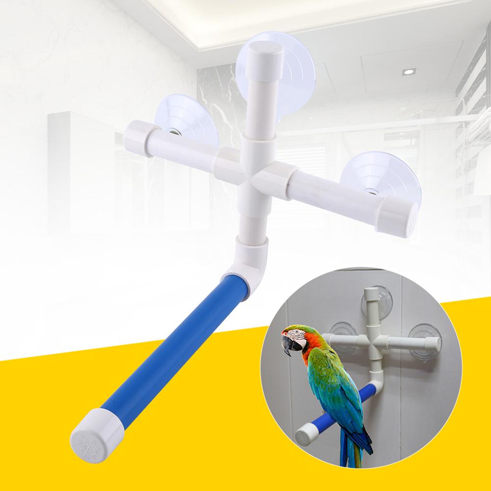 Bird Perches Parrot Budgie Foldable Suction Cup Window Shower Bath Wall Paw Grinding Stand Toy