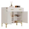 Modern sideboard cabinet with 2 doors and 2 drawers – storage cabinet with metal handles and metal feet for living room, hallway or dining room.