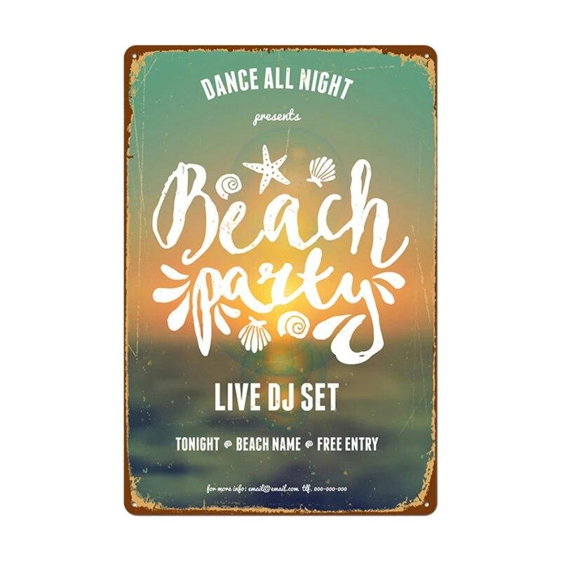 Алоха Тики Бар Плакат Оловянная Вывеска Винтаж Пляжная Вечеринка Бар Паб Настенный Декор Металлическая Пластина Ретро Гавайи Серфинг Таблички