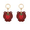 2Pcs Bear Fruit Animal Key Ring Cartoon Access Card Cover Case Protection PU Leather Cover  Students