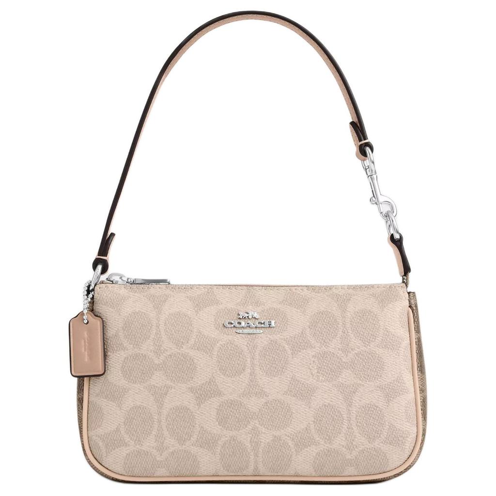 Coach Nolita 19 Фирменный принт Застежка-молния Покрытие из холста Ручная сумка Через плечо Наплечная сумка Маленькие женские сумки Песочный Серый-Коричневый Мультиколор CY236-SVXCU