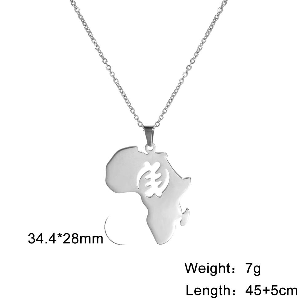 Myshape Punk Men Africa Map Pendant Necklace Golden Silver Color Stainless Steel Necklaces Box Chain Fashion African Map Jewelry