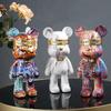 22cm/8.6Inch Graffiti Bear Figurine Home Decoration Animal Statue Storage Shelf Modern Room Study Abstract Table Decor Ornament
