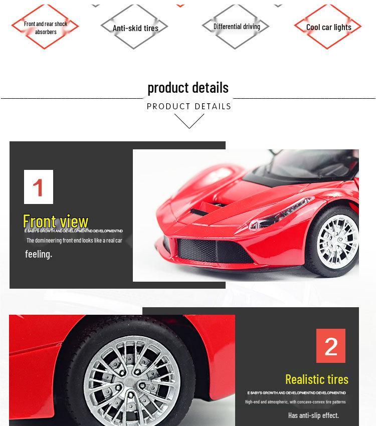 1:14 Машинка Ferrari на радиоуправлении с датчиком гравитации, классными огнями и открытием дверей одной кнопкой для детей.