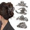 4 шт. Хэллоуинские заколки для волос, черные, в форме паутины, руки скелета, летучей мыши, заколки для волос с противоскользящими зубьями, заколки-акулы для затылка