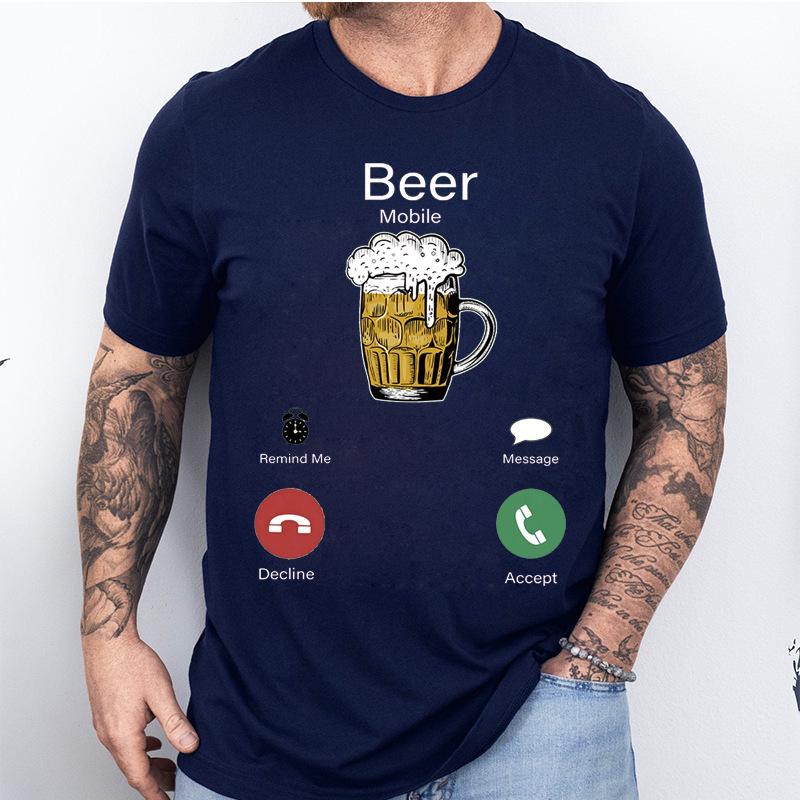Creative Beer Call Print Loose Fashion Casual Short Sleeve Tshirt Modal Comfortable Top For Unisex