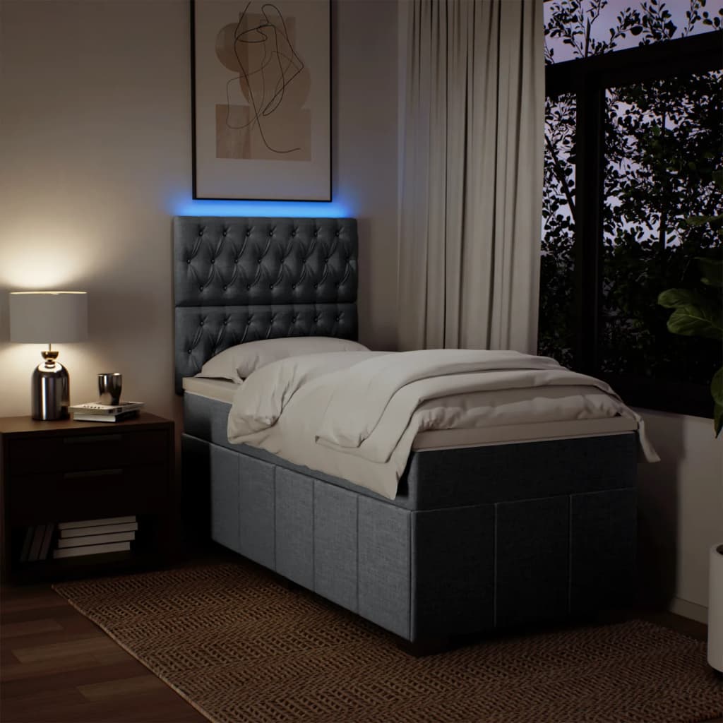 Box Spring Bed with Mattress Light Grey 90x200 cm Fabric