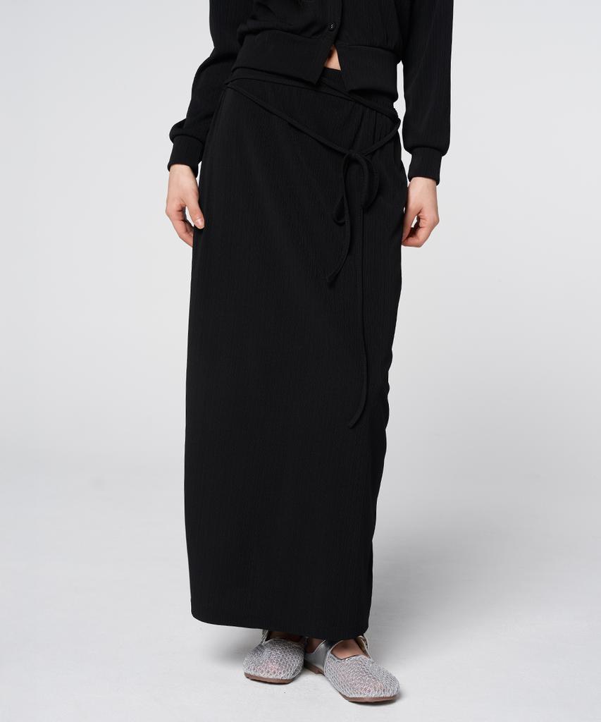 320 Showroom Belt Detail Long Skirt Black