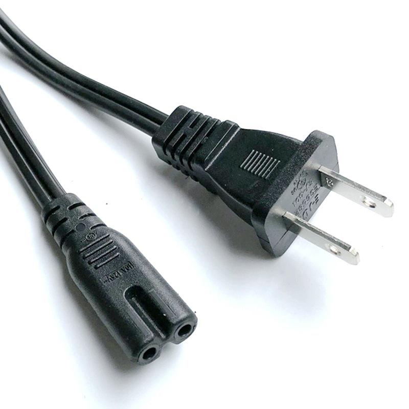 UL Certified 90° Elbow 2-Pin Figure 8 Power Cord for US Standard Desk Lamp, Speaker, & Projector